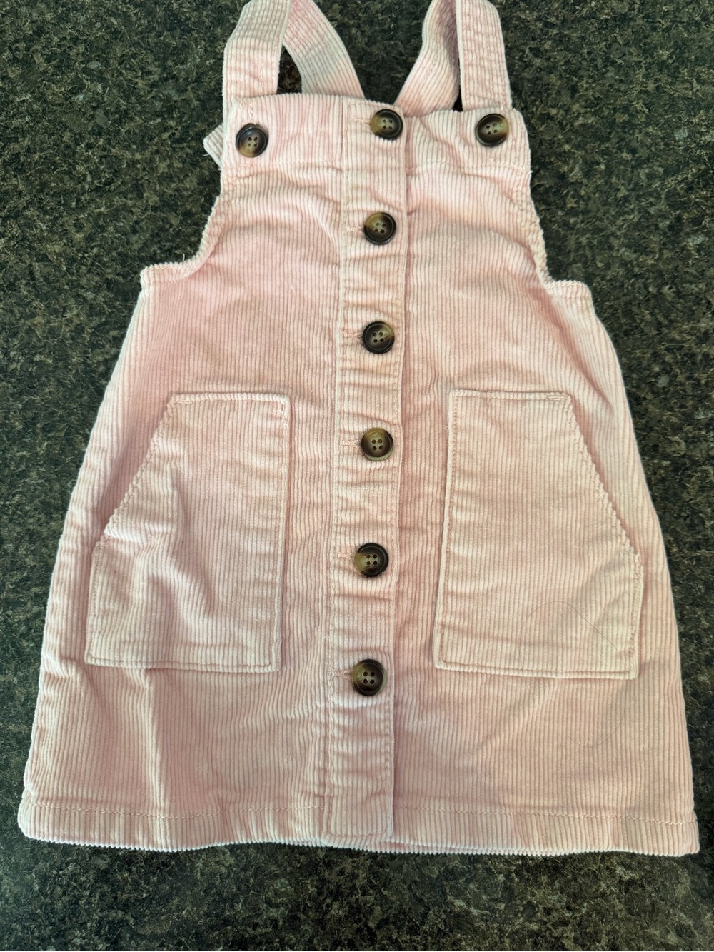 ⭐️Pink Corduroy Button-Front Kids Pinafore Dress